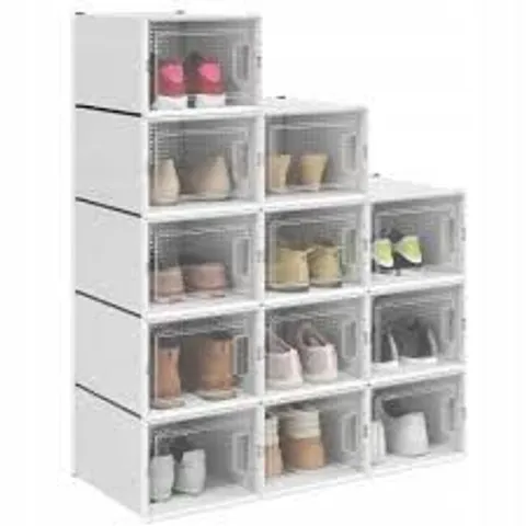 BOXED 12X STACKABLE SHOE STORAGE BOXES WHITE