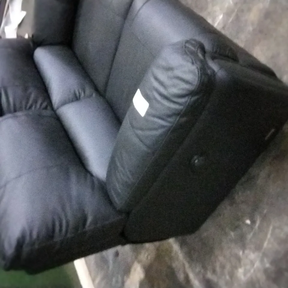 DESIGNER BLACK FAUX LEATHER RECLINING TWO SEATER SOFA