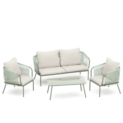 GARDEN STORIES ROPE 4 PIECE TABLE AND CHAIRS CONVERSATION SET GREY