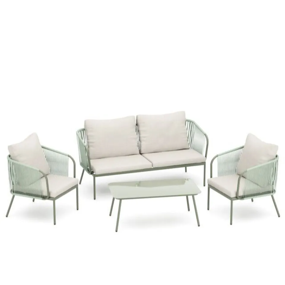 GARDEN STORIES ROPE 4 PIECE TABLE AND CHAIRS CONVERSATION SET GREY