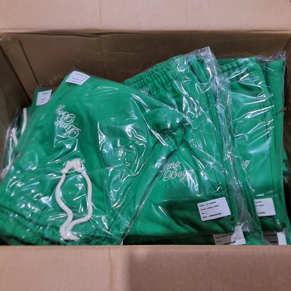 LOT OF APPROXIMATELY 25 BAGGED LIMO BOYZ GREEN JOGGERS IN GREEN - L
