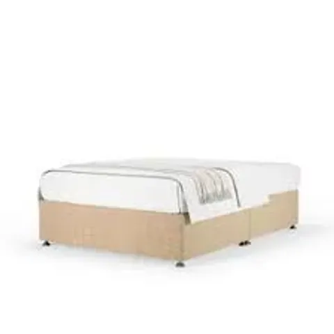 BAGGED BEDMASTER 4FT6 DOUBLE UNIVERSAL DIVAN BASE WITH HEADBOARD - 0 DRAWER - CREAM (3 PARTS)