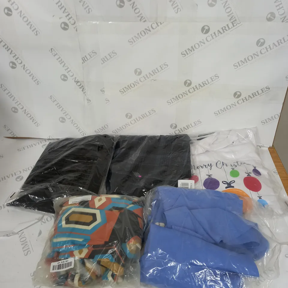 LARGE BOX OF ASSORTED CLOTHING ITEMS IN VARIOUS COLOURS AND SIZES INCLUDING TROUSERS , TOPS AND JUMPERS 