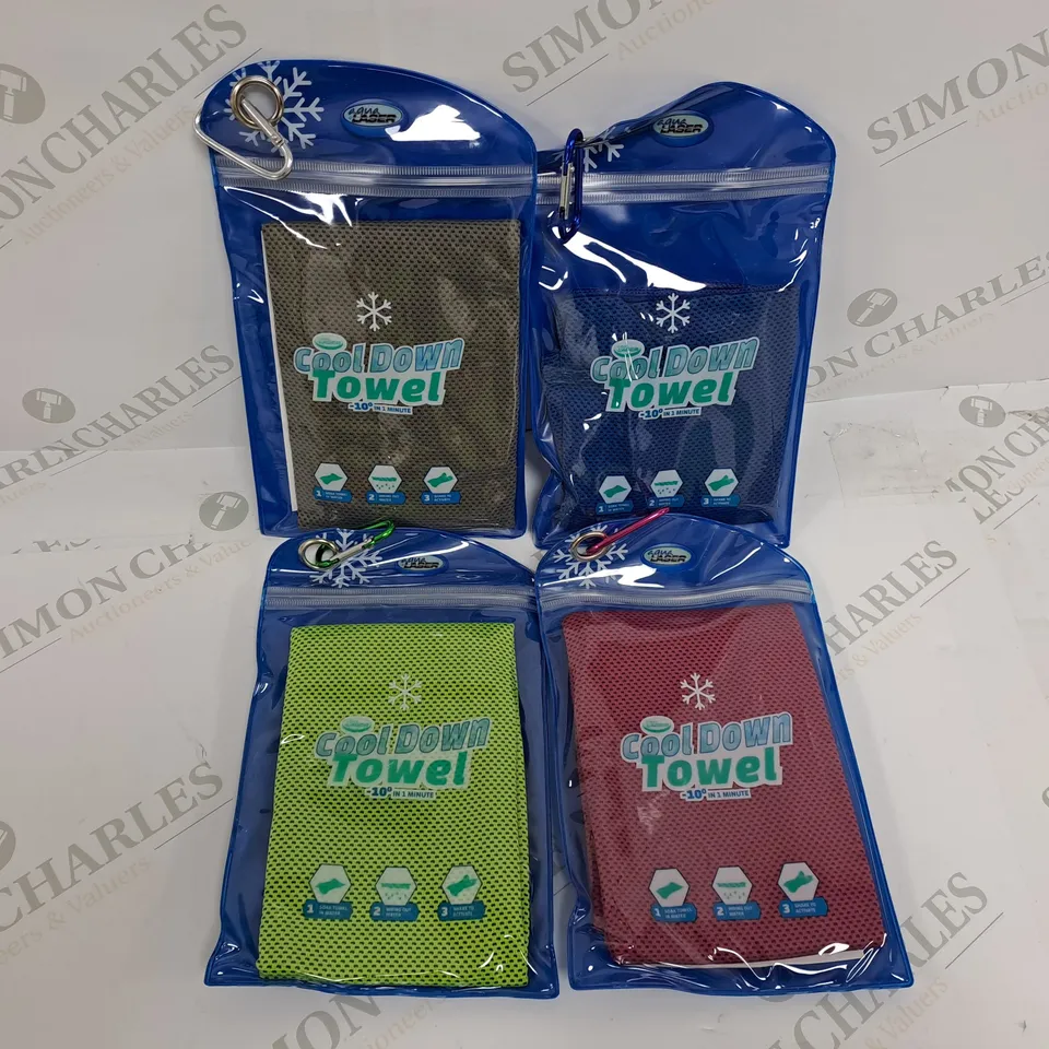 BOXED AQUA LASER SET OF 4 COOL DOWN TOWELS