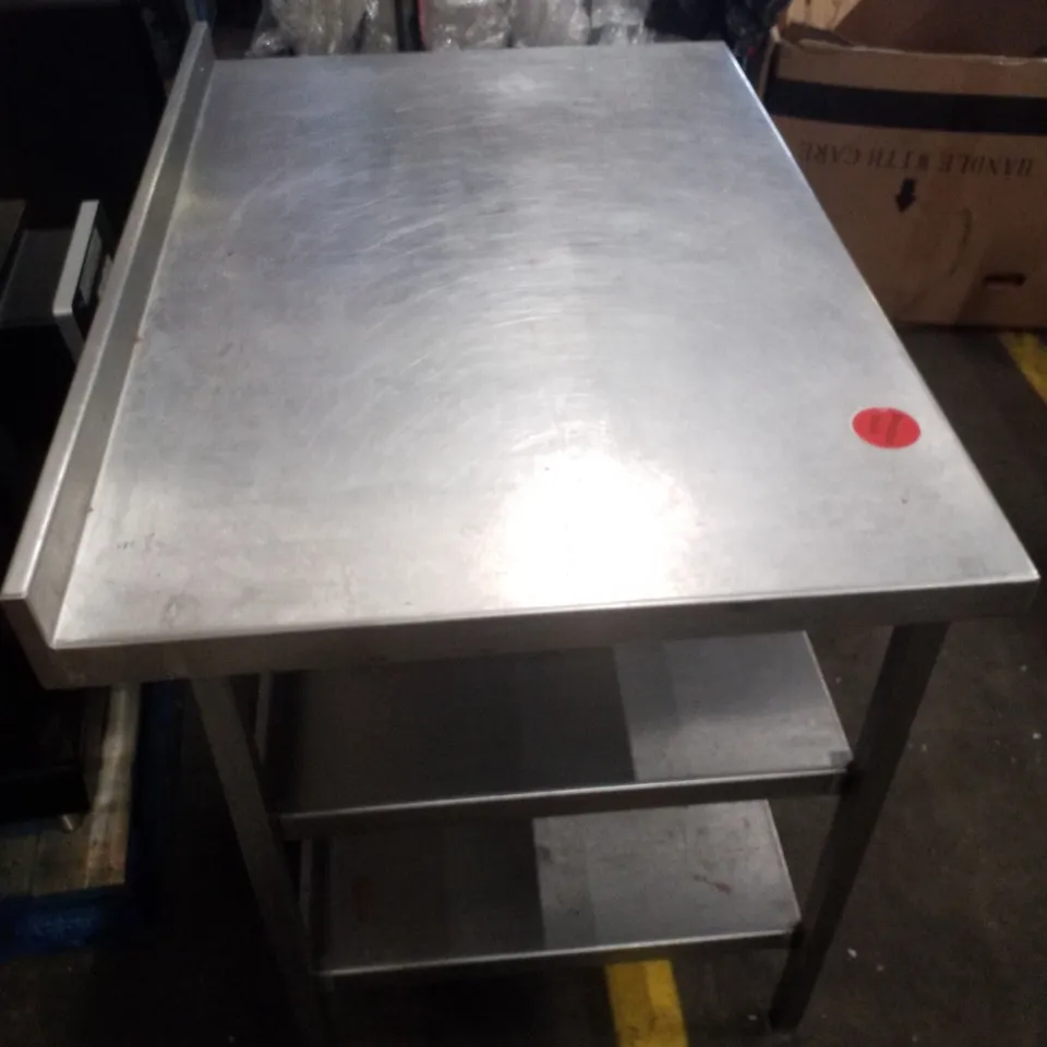 STAINLESS STEEL COMMERCIAL WORK TABLE WITH TWO LOWER SHELVES