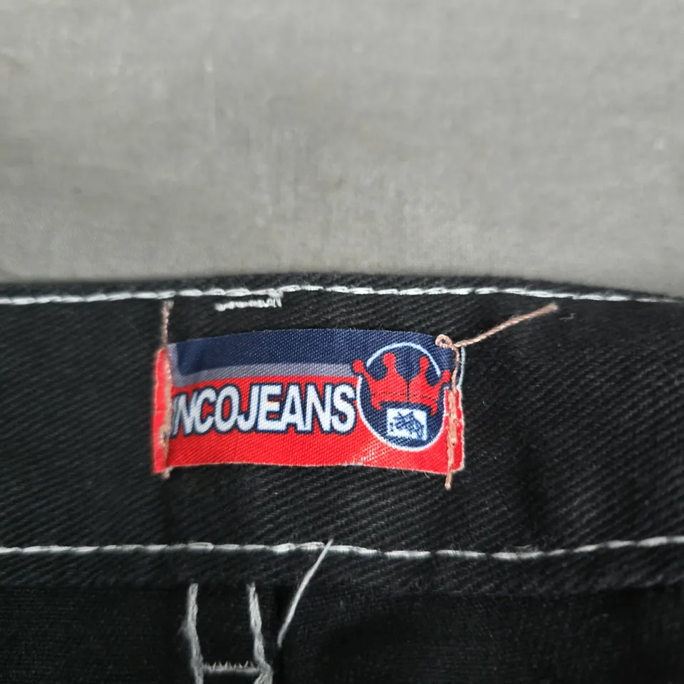 INCO JEANS BLACK DENIM JEANS WITH DRAGON PRINT – MEN'S, SIZE M 
