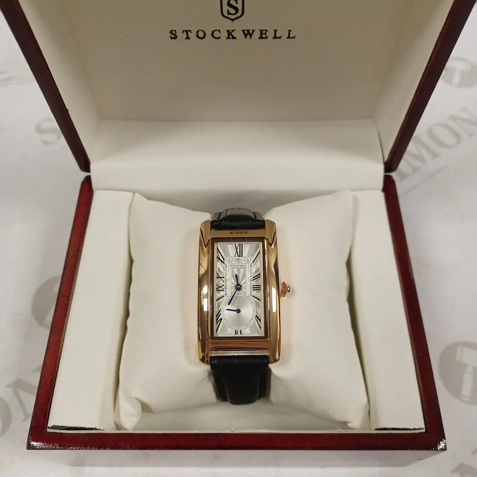 STOCKWELL DOUBLE DIAL BLACK LEATHER STRAP WRISTWATCH
