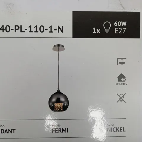 BOXED MAYTONI FERMI 1 LIGHT GLOBE PENDANT POLISHED NICKEL