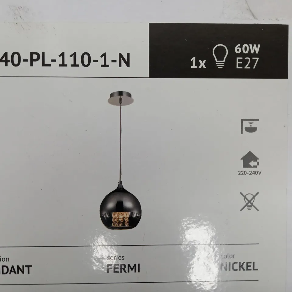 BOXED MAYTONI FERMI 1 LIGHT GLOBE PENDANT POLISHED NICKEL