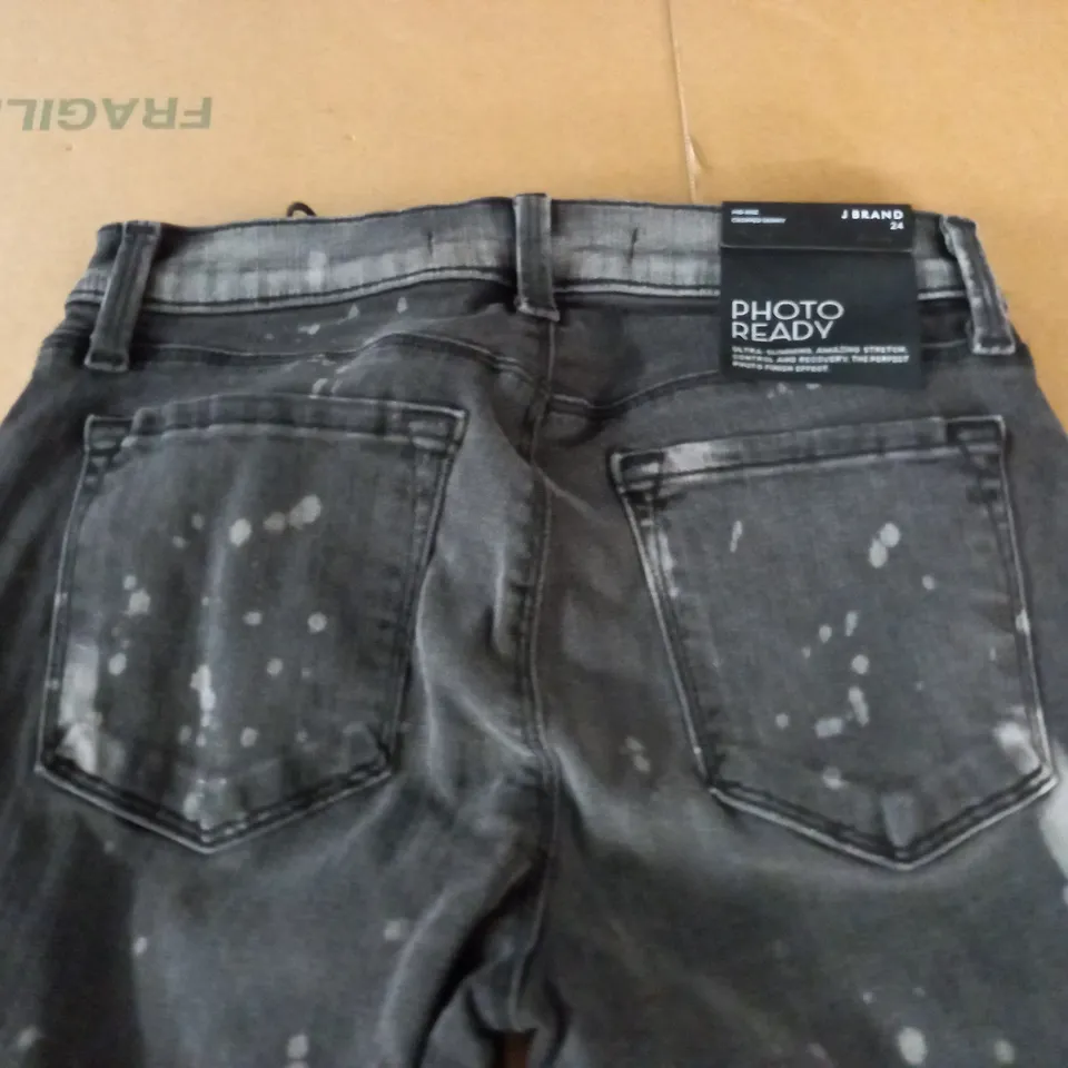 BRAND NEW J BRAND MID RISE CROPPED SKINNY JEANS IN DISTRESSED BLACK - 24