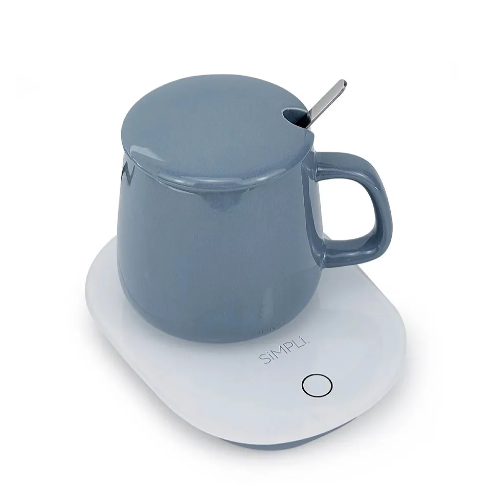 BOXED SIMPLI SET OF TWO MUGS AND WARMER TRAY IN GIFT BOXES
