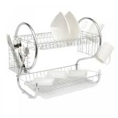 BOXED NEO WHITE 2 TIER CHROME PLATE DISH DRAINER (1 BOX)