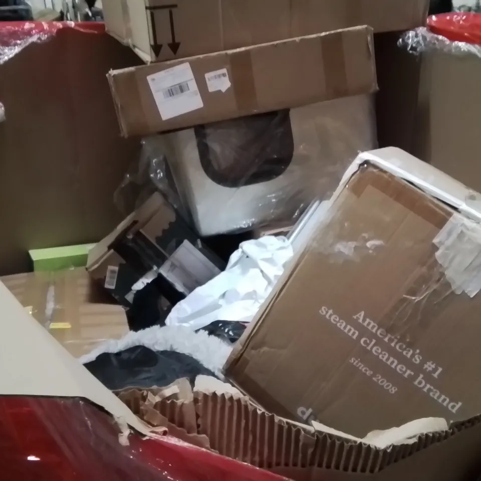 PALLET OF ASSORTED HOUSEHOLD GOODS AND PRODUCTS TO INCLUDE;AIR PURIFIER,STEAM CLEANER,PET CARRIER