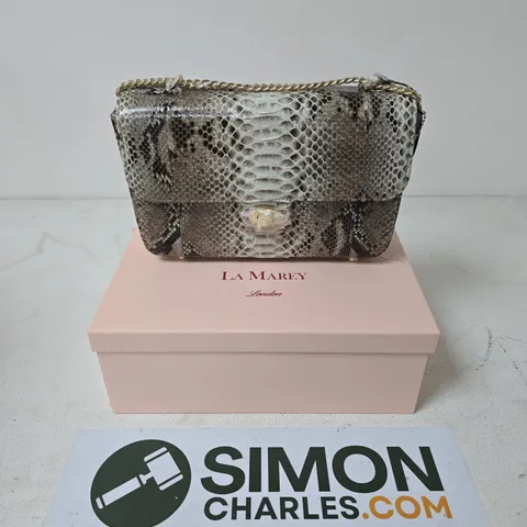 BOXED LA MAREY 100% GENUINE PYTHON LEATHER CROSSBODY BAG WITH REMOVABLE SHOULDER CHAIN STRAP