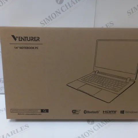 BRAND NEW BOXED VENTURER EUROPA 14 PLUS 14" FULL HD LAPTOP INTEL 2.6GHZ 64GB SSD 4GB RAM - BLACK