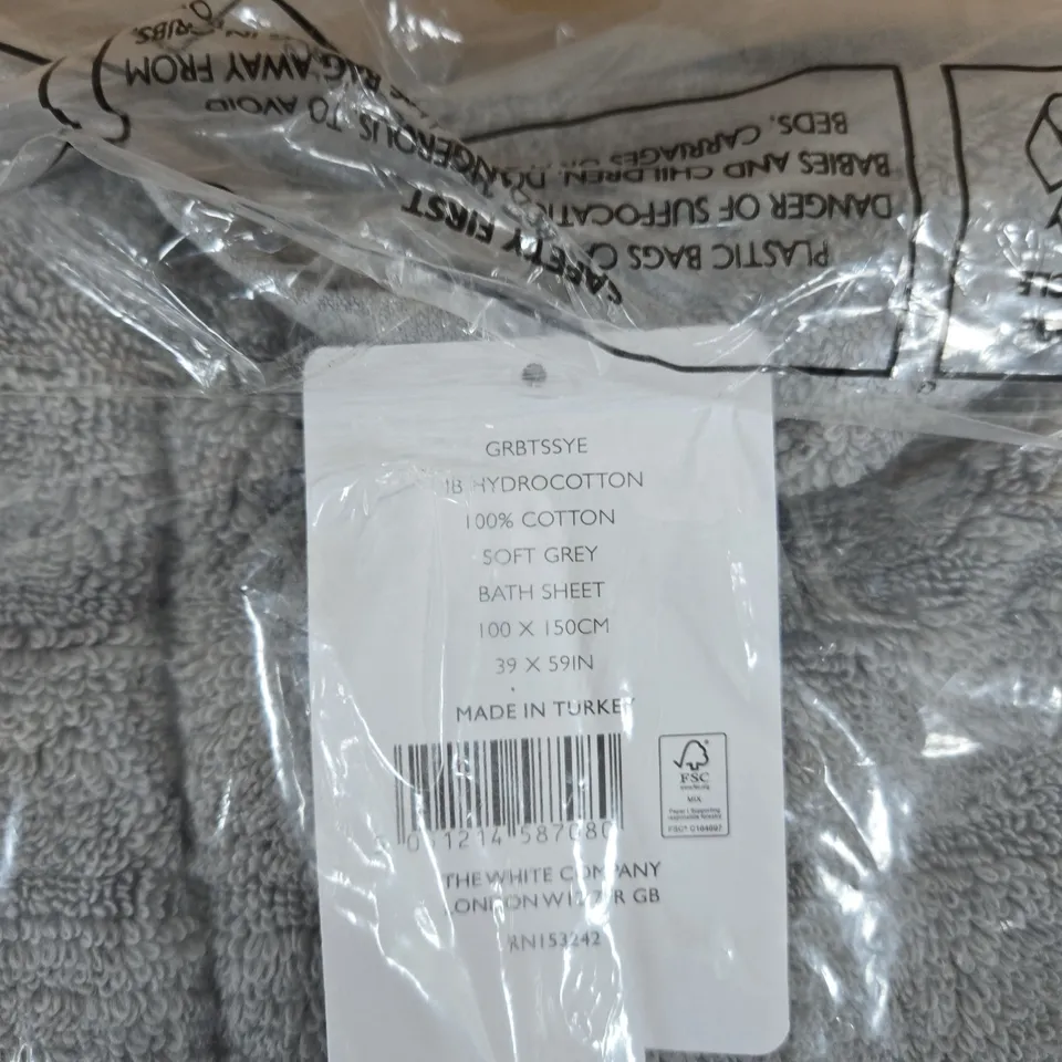 THE WHITE COMPANY BATH SHEET – SOFT GREY, 100 X 150 CM, MADE IN TURKEY