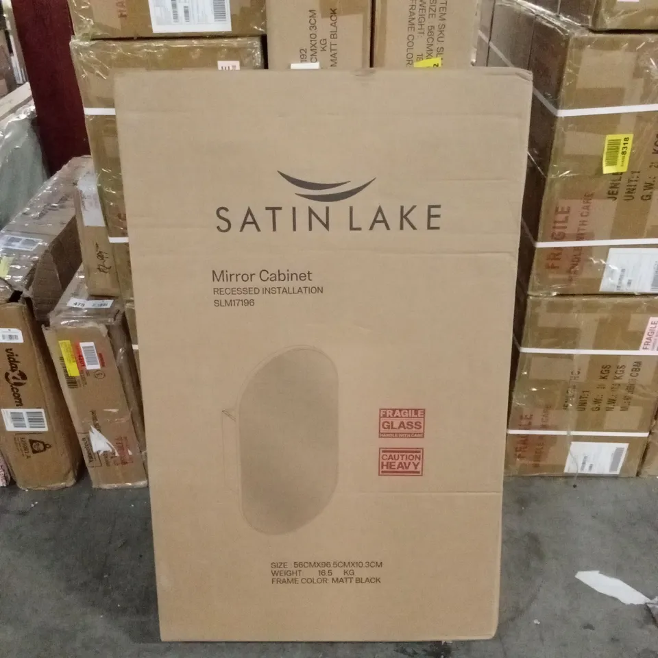BRAND NEW BOXED SATIN LAKE MIRROR CABINET - MATT BLACK (1 BOX)