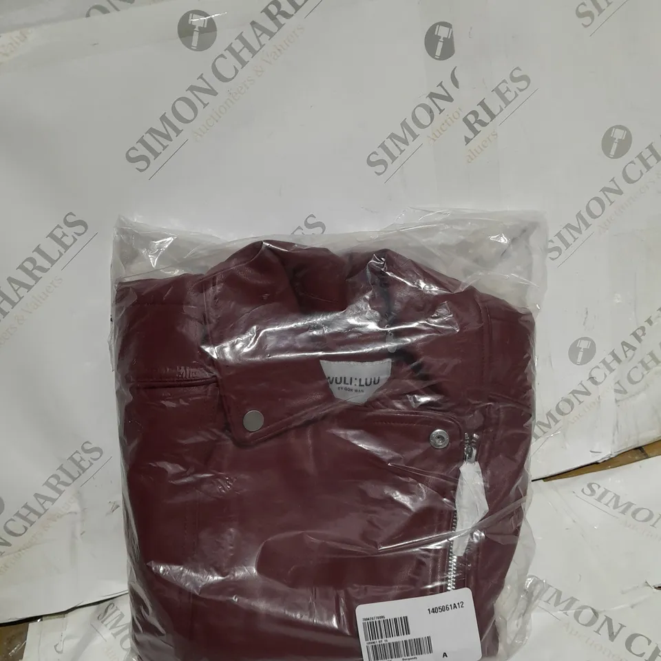 WULI;LUU BY GOK WAN BURGUNDY LEATHER BIKER JACKET 