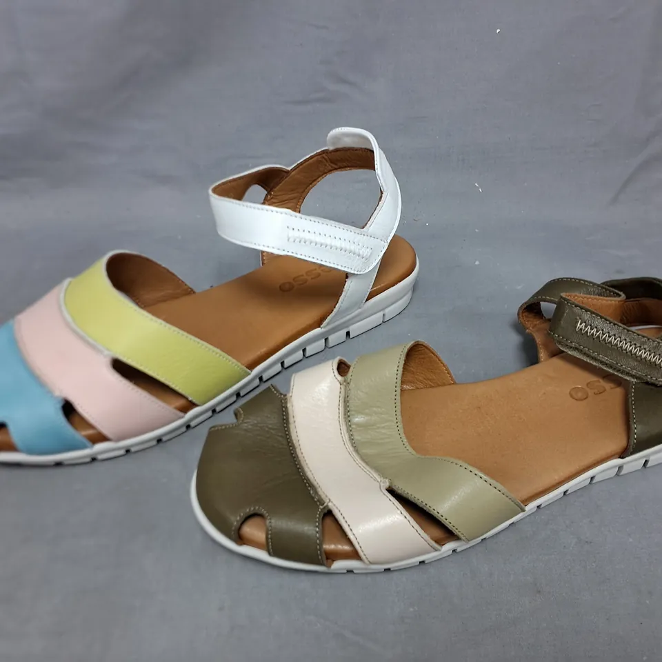 LOT OF 4 BOXED PAIRS OF ADESSO REAL LEATHER SANDALS - SIZES 39 & 40