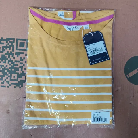 BAGGED LAZY JACKS TOP IN MUSTARD/WHITE STRIPES SIZE 18