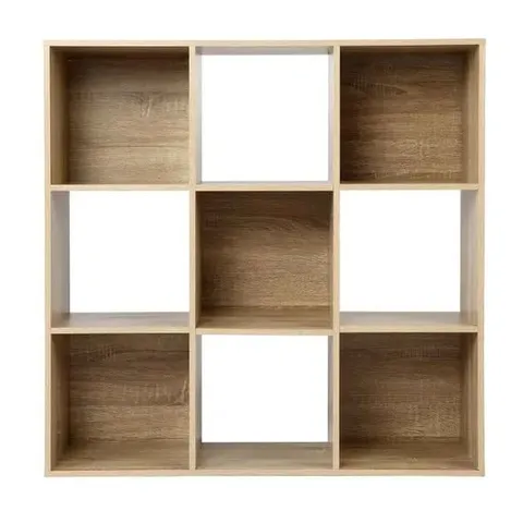 BOXED HOME GARDEN DIRECT JANE - 3X3 BOOKCASE - CUBE STORAGE BOXES (OAK)