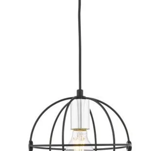 EIGHT BOXED DAR LIGHTING JAVARI 1 LIGHT PENDANT MATT BLACK/POLISHED CHROME 1 X 60W MAX ES GLS, LAMP NOT INCLUDED
