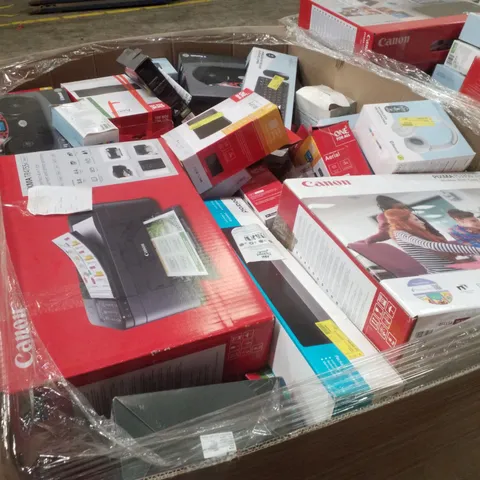 PALLET CONTAINING ASSORTED ELECTRICAL RETURNS INCLUDING CANON PIXMA PRINTER, KEYBOARD AND MOUSE COMBO, BLUETOOTH CD BOOMBOX, GAMING SPEAKERS & AERIALS