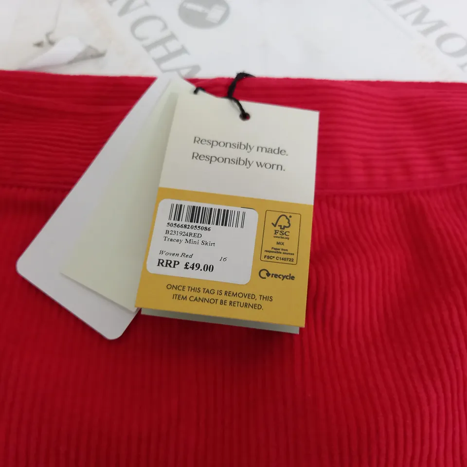NOBODYS CHILD TRACEY MINI SKIRT IN CORD RED - 16