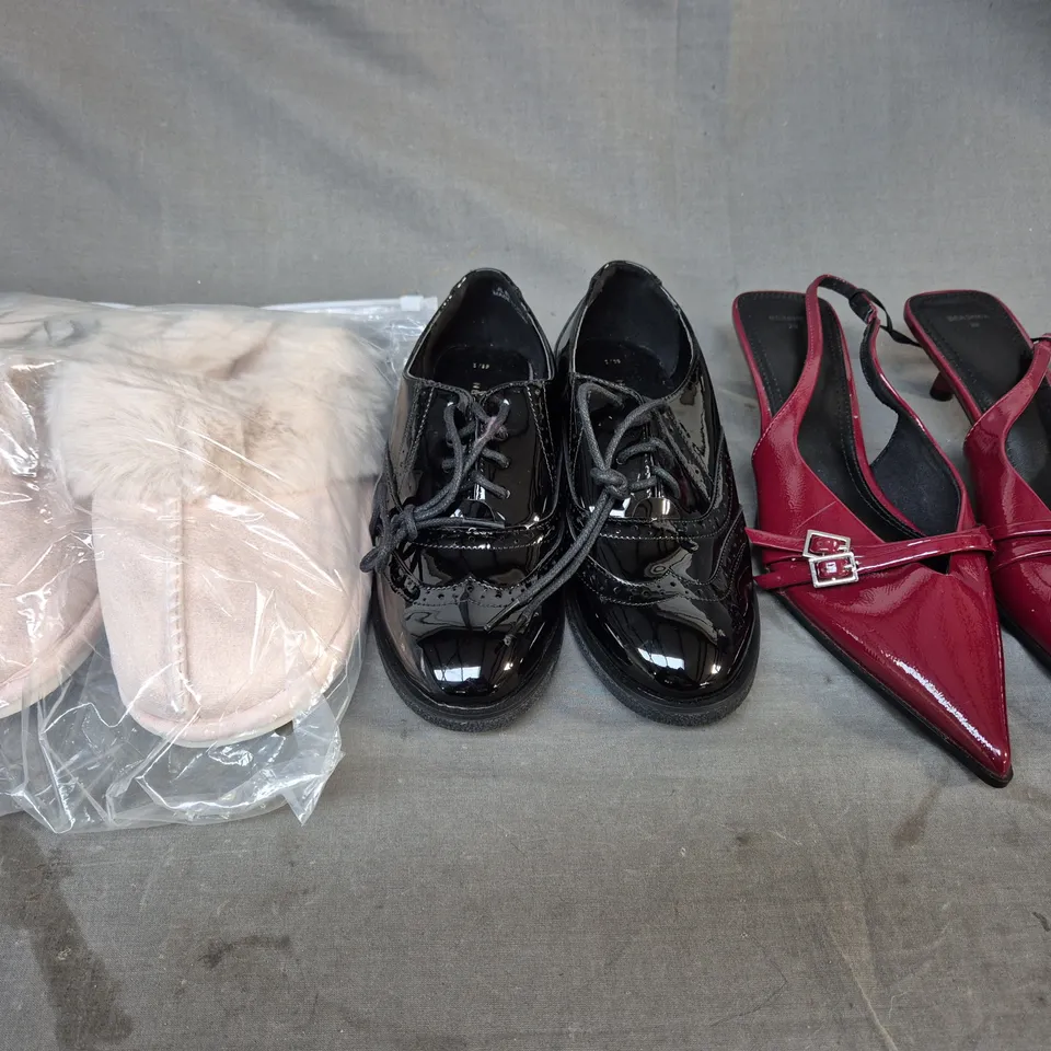 BOX OF APPROXIMATELY 15 ASSORTED PAIRS OF SHOES AND FOOTWEAR ITEMS IN VARIOUS COLOURS, STYLES, AND SIZES - COLLECTION ONLY