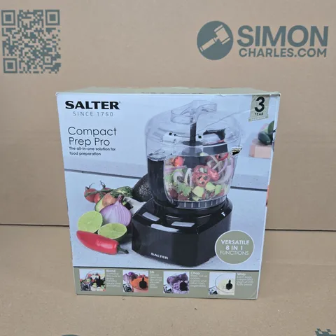 SALTER COMPACT PREP PRO – 8‑IN‑1 KITCHEN PROCESSOR, BOXED