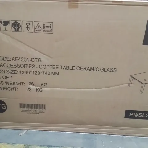 BOXED RECTANGULAR COFFEE TABLE WITH CERAMIC GLASS