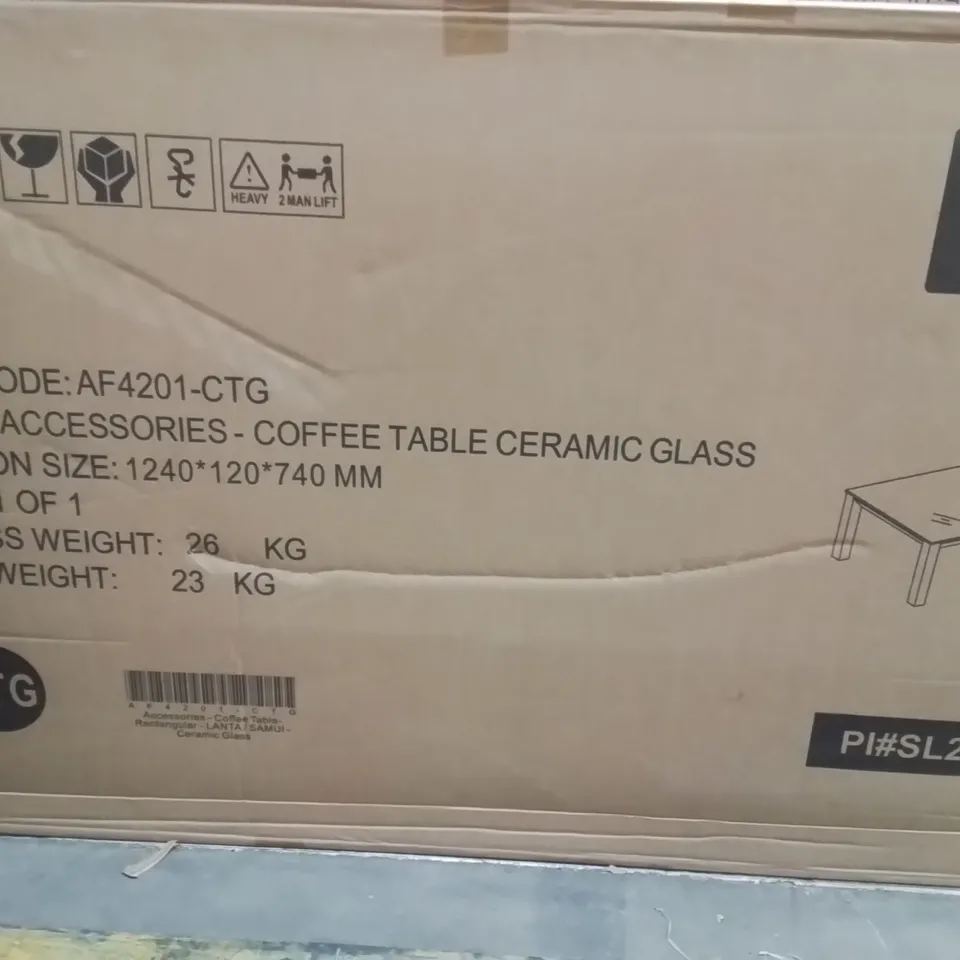BOXED RECTANGULAR COFFEE TABLE WITH CERAMIC GLASS
