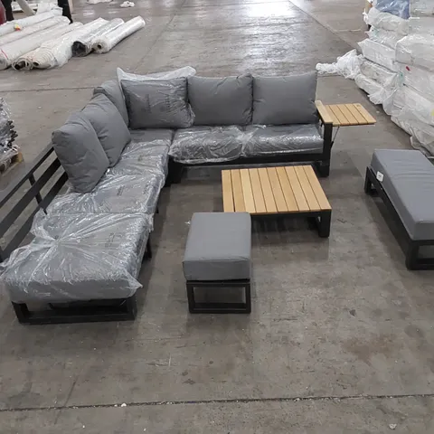 DESIGNER METAL CORNER GARDEN/PATIO SOFA WITH STOOL, BENCH AND COFFEE TABLE