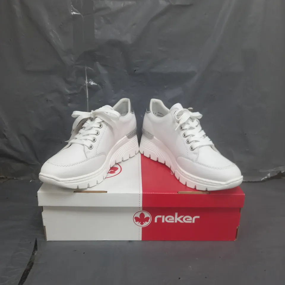 RIEKER WEDGE PLATFORM TRAINERS WHITE SIZE 6