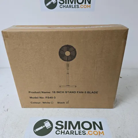 BOXED 16 INCH STAND FAN-3 BLADE IN BLACK (FS40--3)