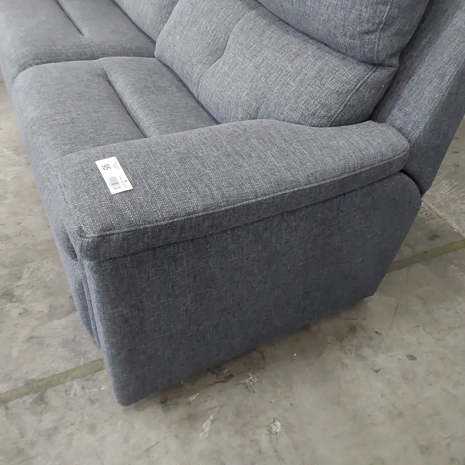 QUALITY BRITISH DESIGNER G PLAN THREE SEATER SOFA GREY FABRIC WITH STUDDED DETAIL