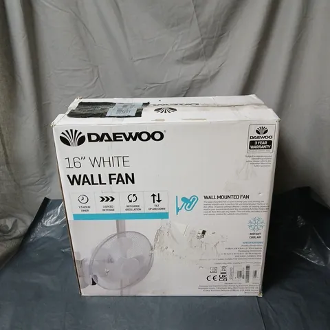 DAEWOO 16\" WHITE WALL FAN - WALL MOUNTED (BOXED)