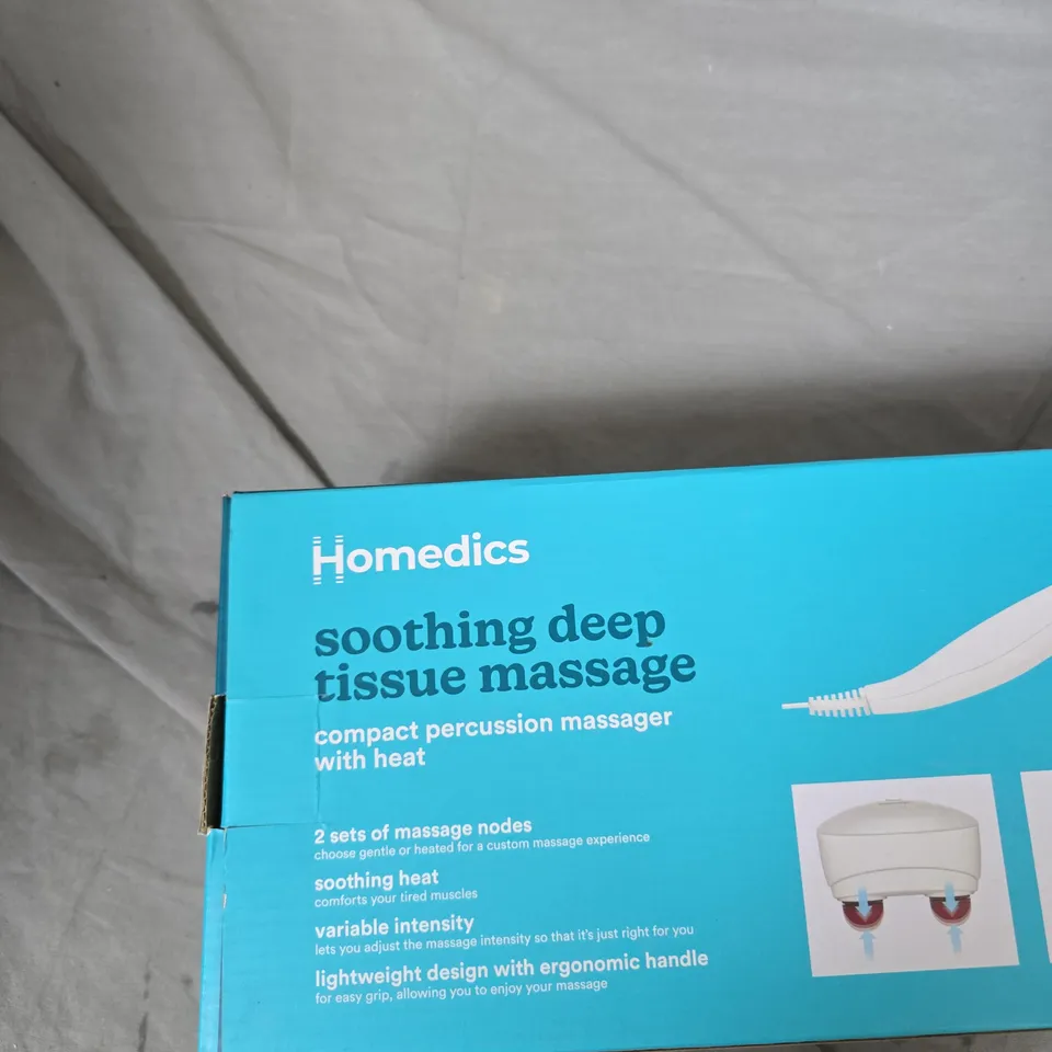 HOMEDICS SOOTHING DEEP TISSUE PERCUSSION MASSAGER WITH HEAT – BOXED