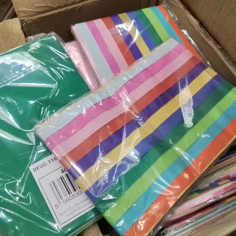 BOX CONTAINING LARGE AMOUNT OF MULTICOLOURED TISSUE PAPER PACKS