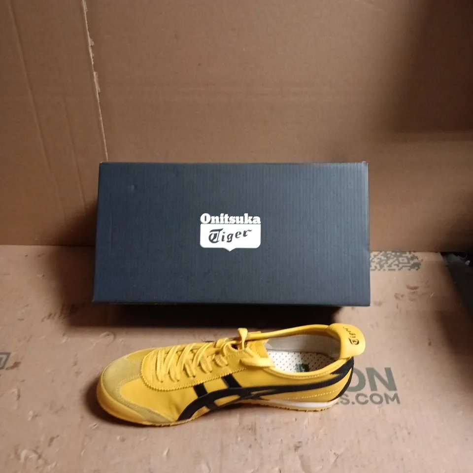 ONITSUKA TIGER SNEAKERS – YELLOW WITH BLACK STRIPES - UK SIZE 6