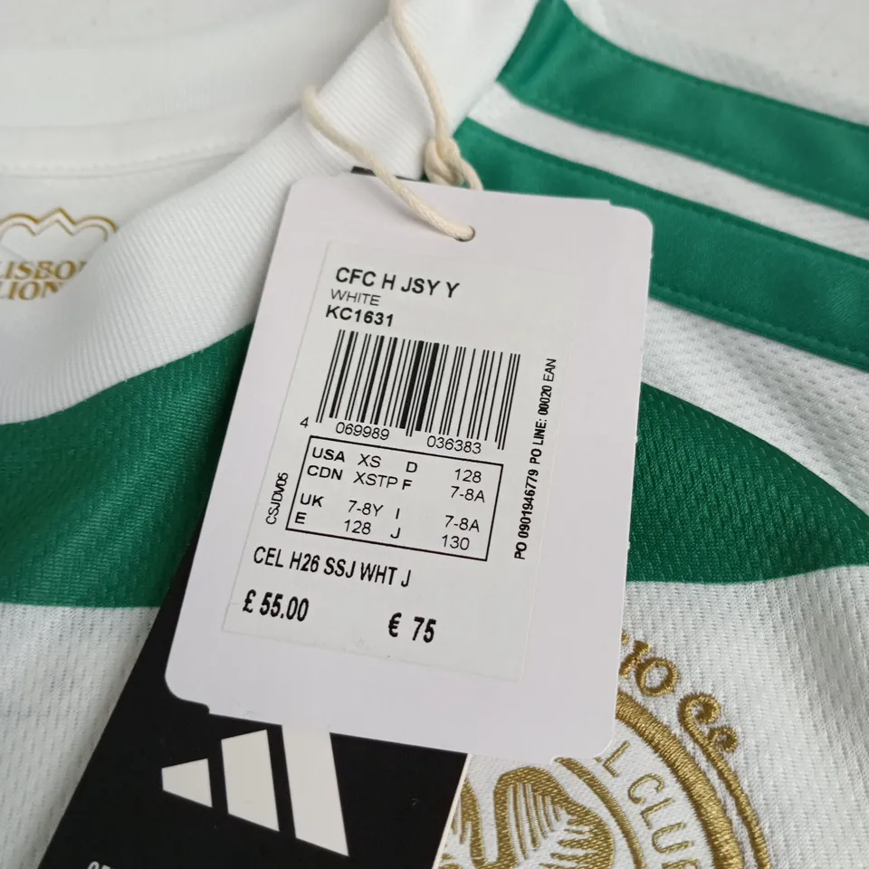 Celtic FC Home Shirt – Adidas – Youth UK 7-8Y (EU 128) Green & White Hoops
