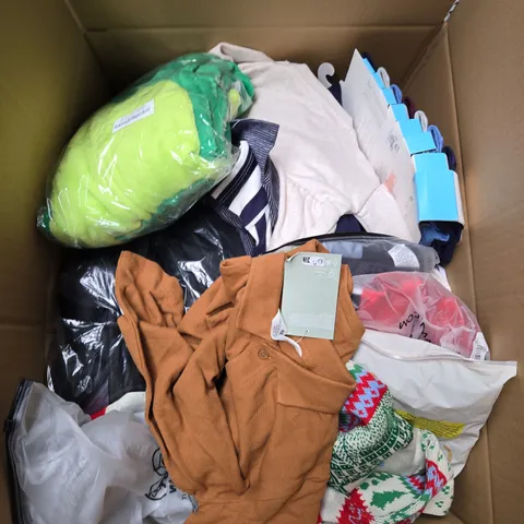 BOX OF APPROXIMATELY 35 ASSORTED KIDS CLOTHING ITEMS TO INCUDE - BAG, PYJAMAS, DRESS, ETC