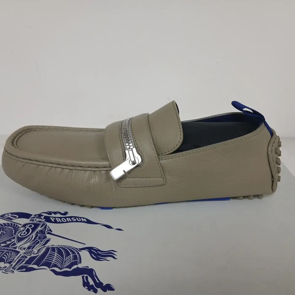 BURBERRY LEATHER LOAFERS – TAUPE, UK 8 (EU 42) – MEN'S