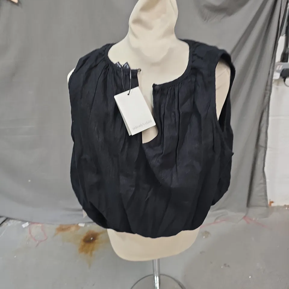 NOBODY'S CHILD SLEEVELESS BLACK TOP – UK 10 (EU 36, USA 5)