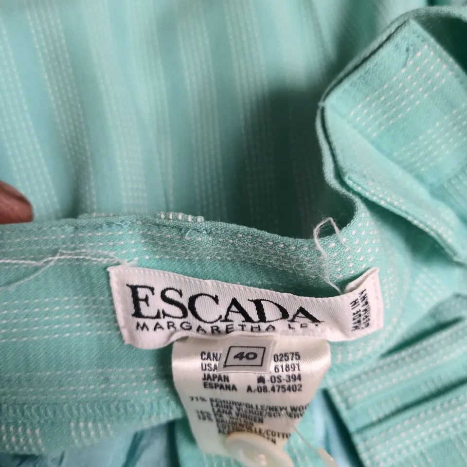 ESCADA TURQUOISE PINSTRIPE WOMEN'S TROUSERS – UK 12 (EU 40)