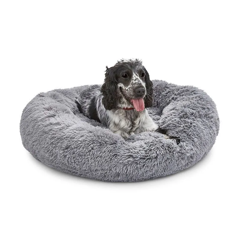 SILENT NIGHT CALMING DOUGHNUT GREY PET BED - APPROXIMATELY 21CM X 85CM