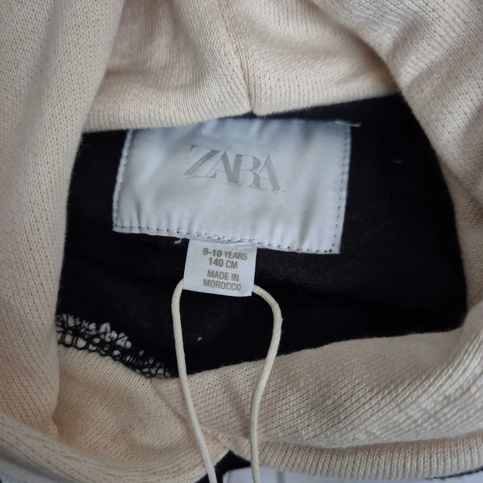ZARA Kids Hoodie, Black with Beige Hood, 9-10 Years (140 cm)