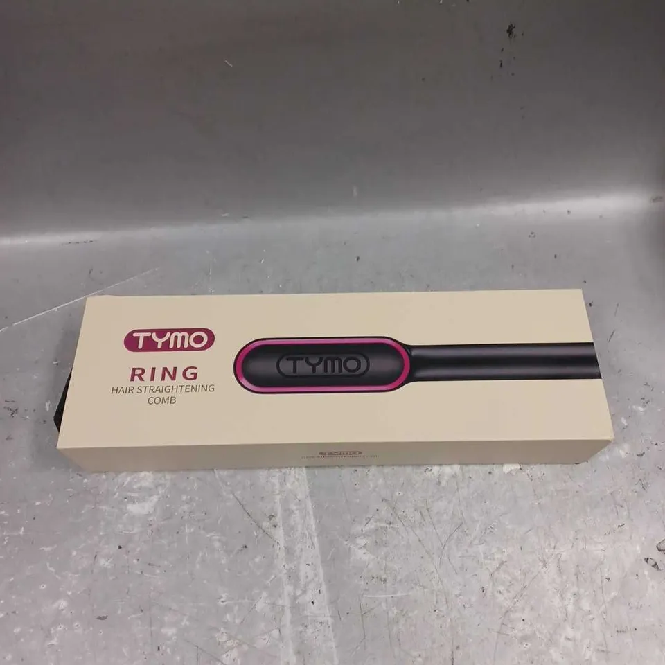 BOXED TYMO RING HAIR STRAIGHTENING COMB IN BLACK/PINK