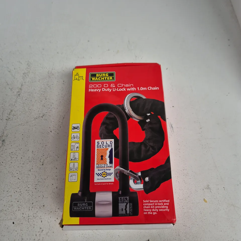BURG-WÄCHTER 200D U-LOCK WITH 1.0M CHAIN – HEAVY DUTY SECURITY LOCK (BOXED)