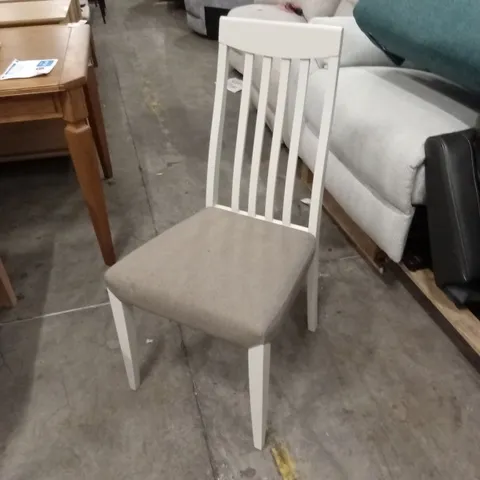 QUALITY DESIGNER BERGEN GREY WASHED SLAT BACK DINING CHAIR - TITANIUM FABRIC